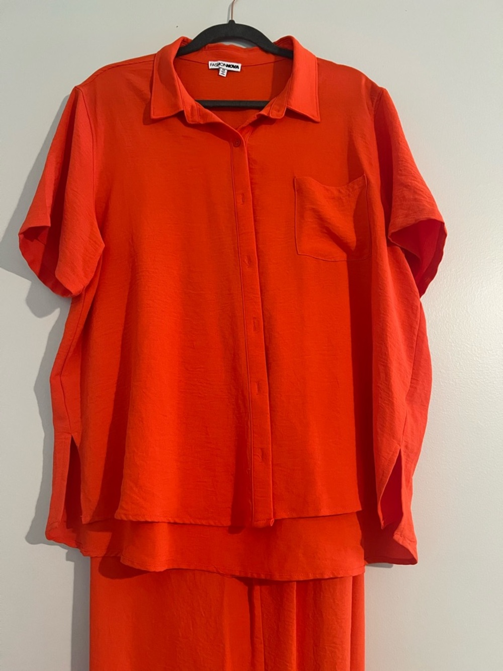 Fashion Nova Orange Two-Piece Blouse and Palazzo Pull-on Elastic Pants Set - Picture 2 of 6